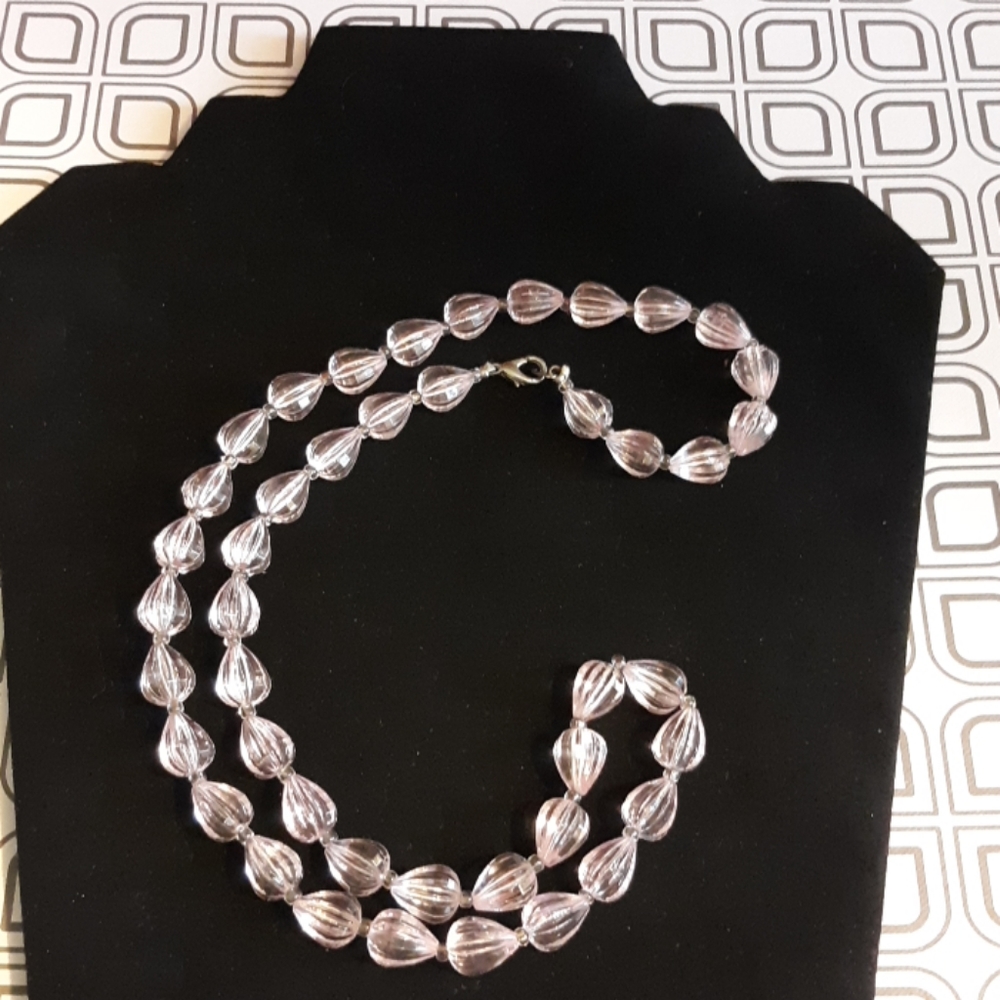 Light Pink Faux Glass Bead Necklace